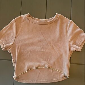 Garage crop top with diamonds at bottom lining